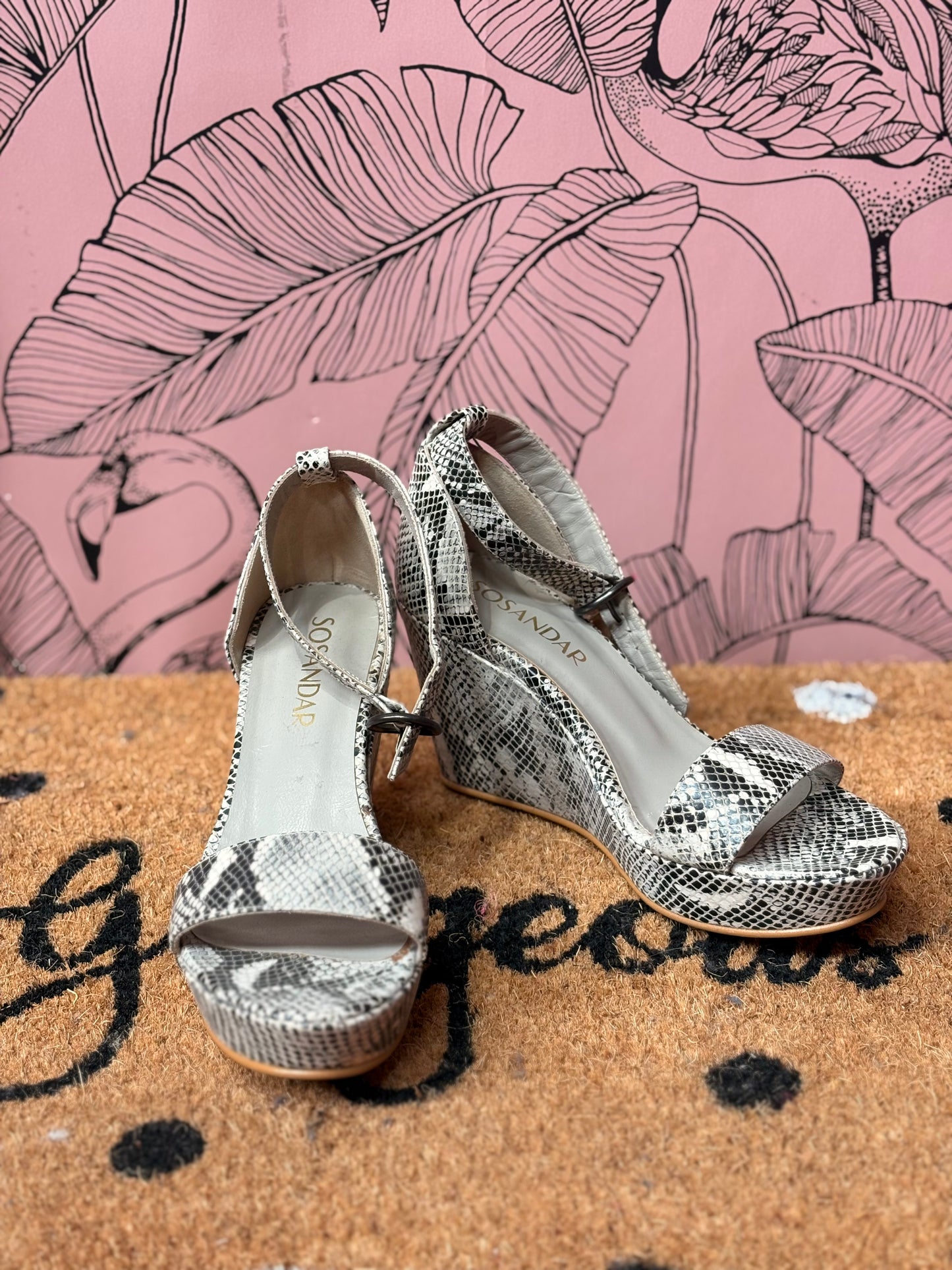 Sosander Snake Skin Wedge Sandal