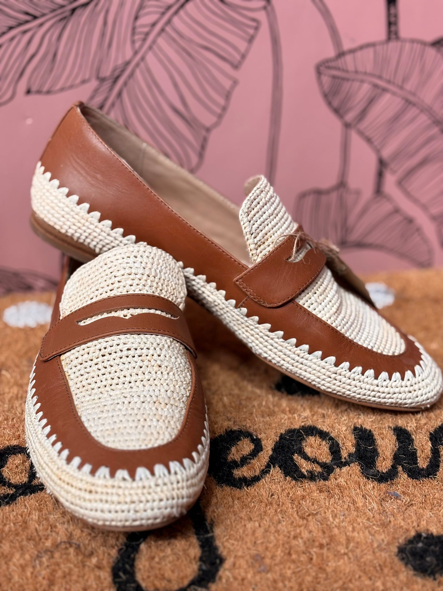 Boden Leather & Crochet Pumps
