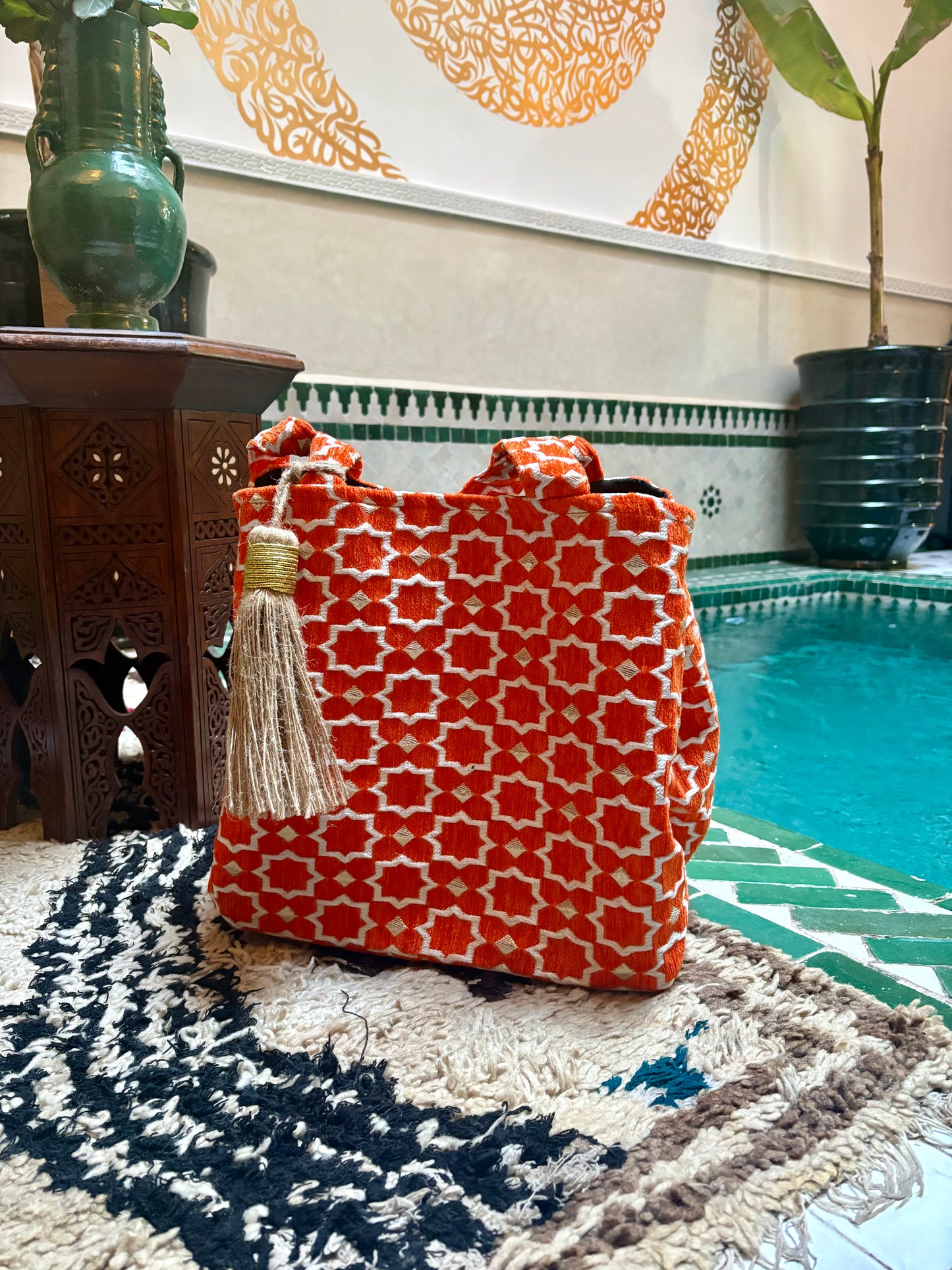 Velvet Tote Tassel Bag