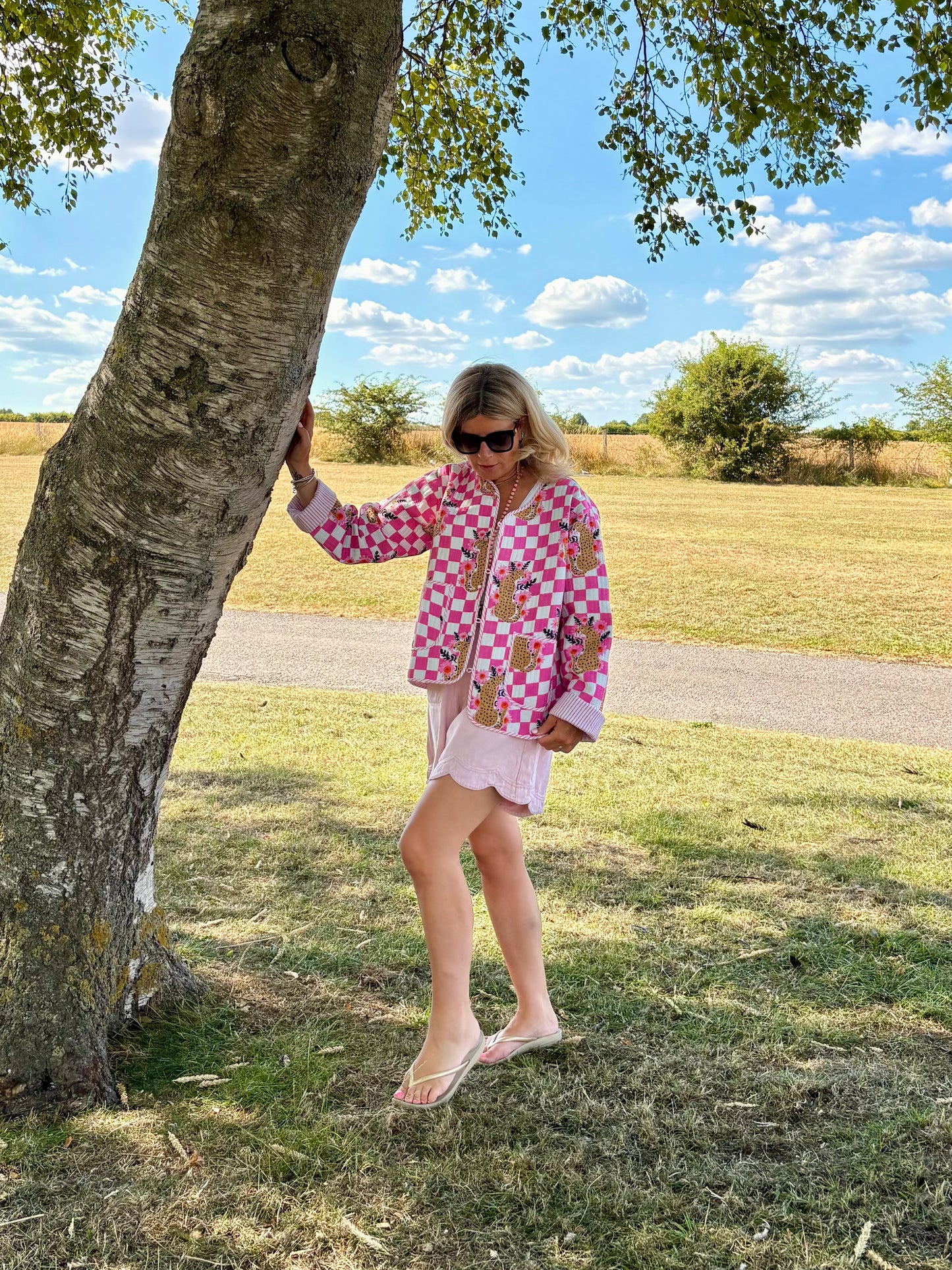 A Leopard Doesn't Change Its Checks Pink Quilted Jacket
