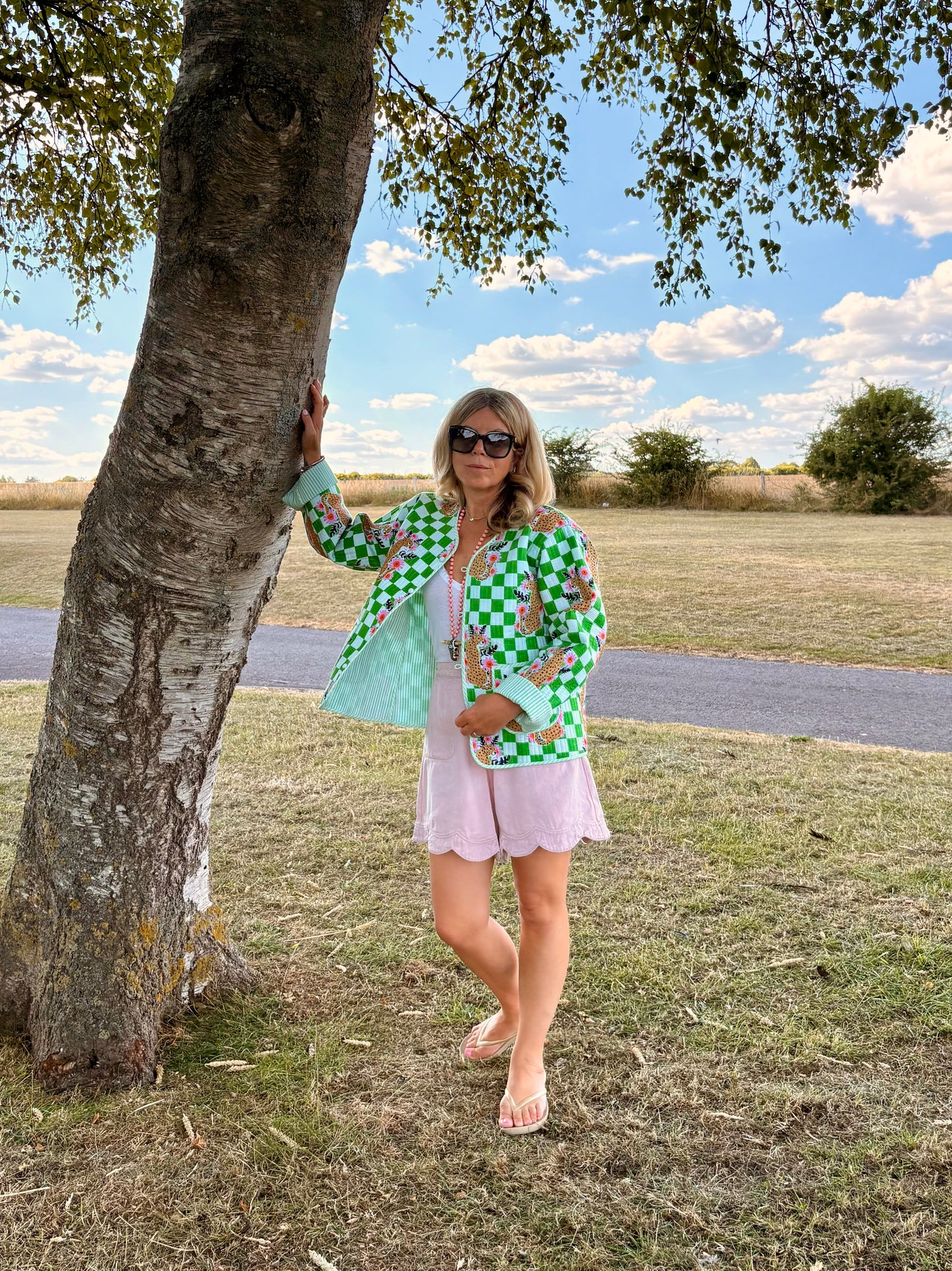 A Leopard Doesn't Change Its Checks Green Quilted Jacket