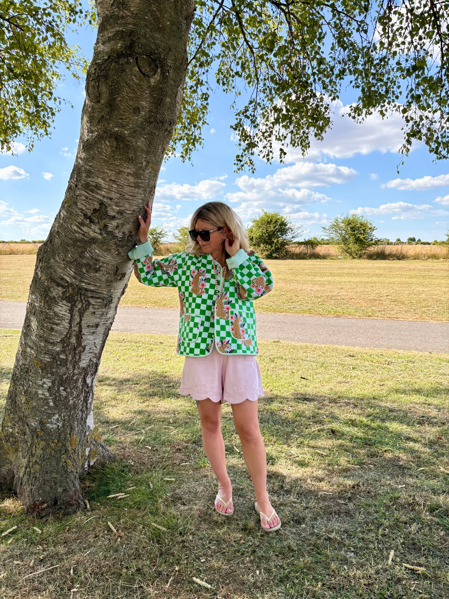 A Leopard Doesn't Change Its Checks Green Quilted Jacket