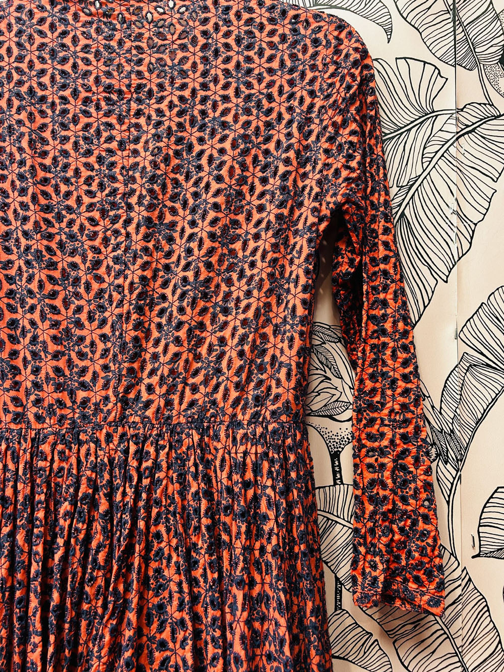 Maje Paris Embroidered Red & Navy Dress