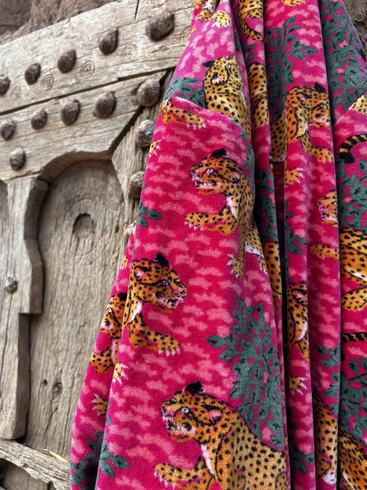 Pink Velvet Leopard Coat