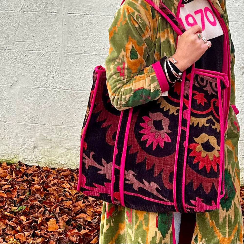 Velvet Suzani Zipped Tote Bag