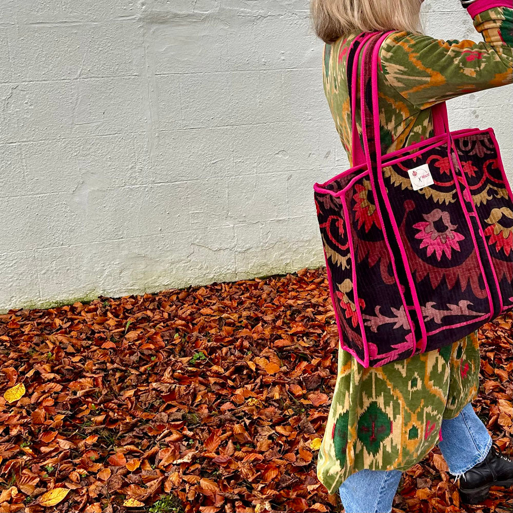 Velvet Suzani Zipped Tote Bag
