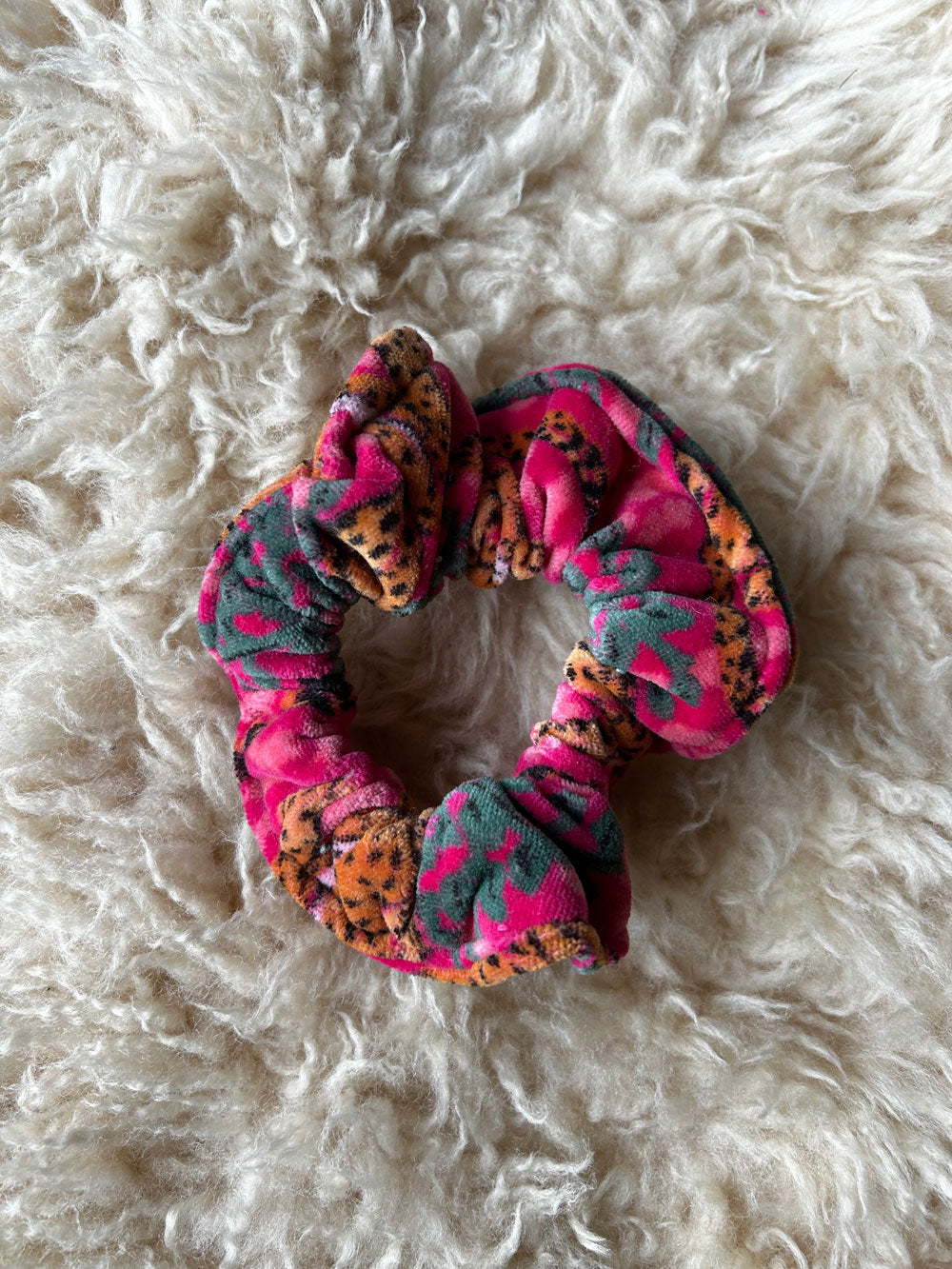 Pink Leopard Velvet Scrunchies
