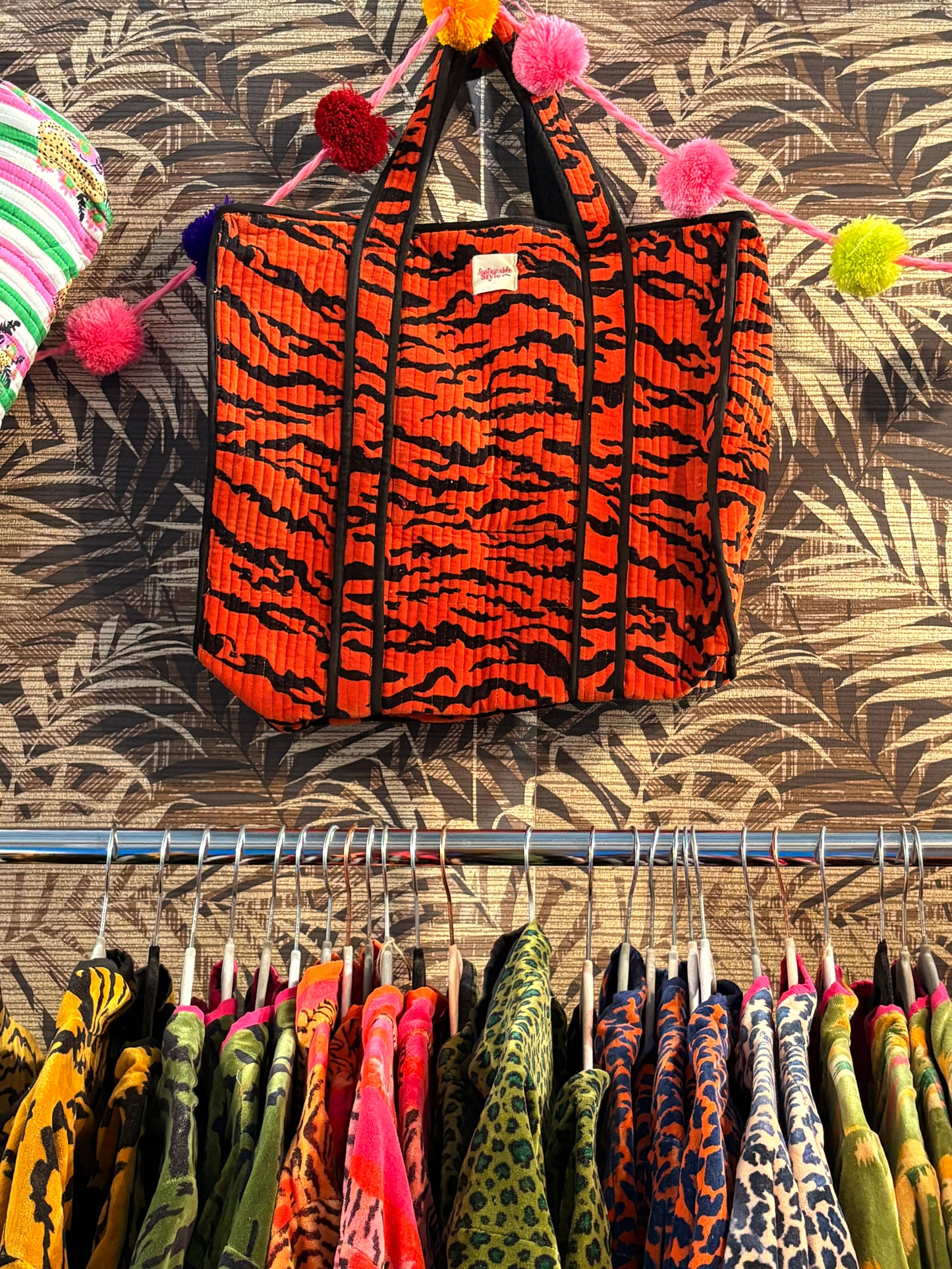 Fire Tiger Velvet Tote