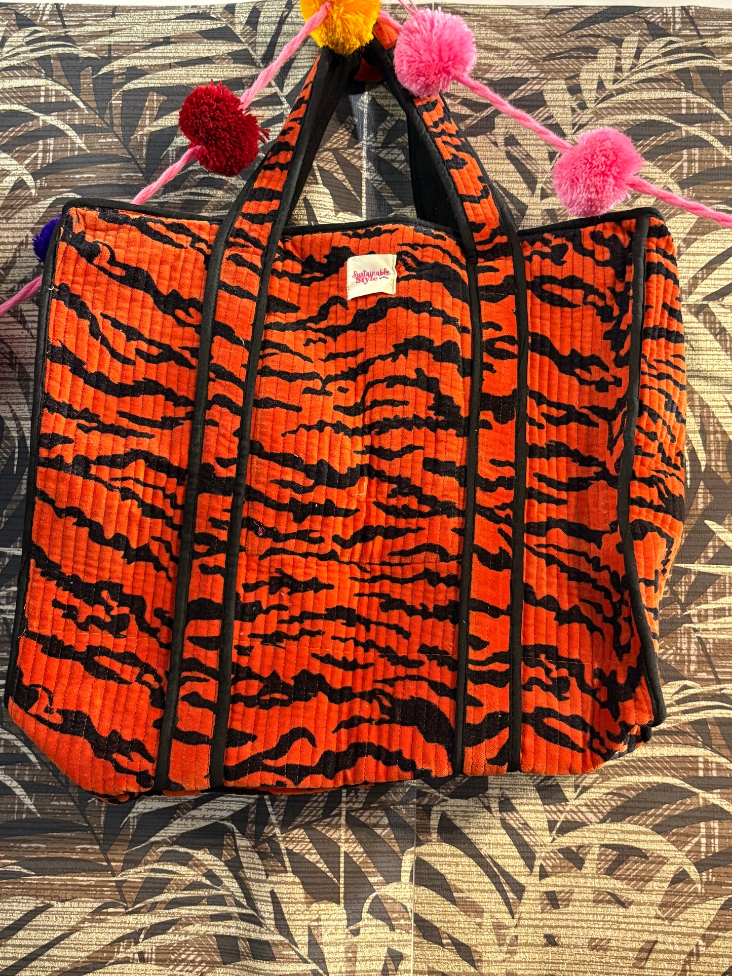 Fire Tiger Velvet Tote