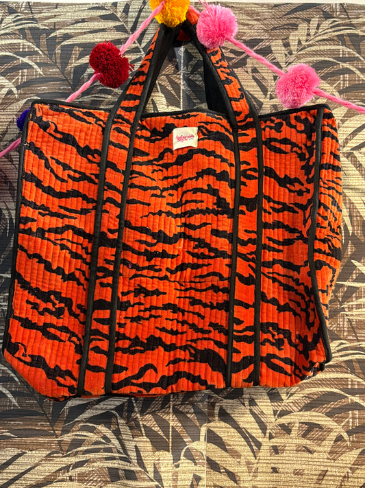 Fire Tiger Velvet Tote