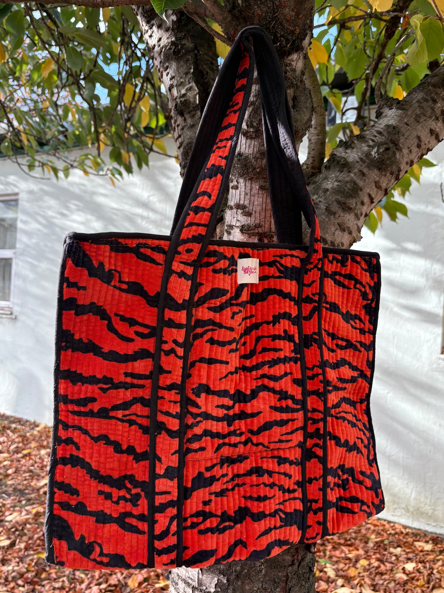 Fire Tiger Velvet Tote
