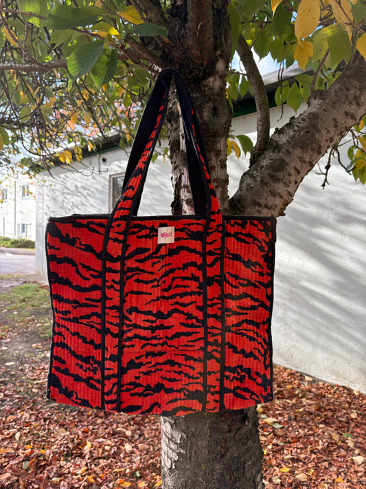 Fire Tiger Velvet Tote
