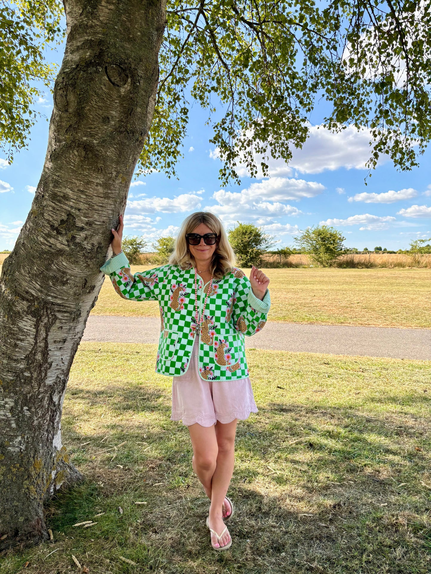 A Leopard Doesn't Change Its Checks Green Quilted Jacket